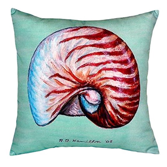 Betsy Drake NC118C 18 x 18 in. Nautilus Shell Teal No Cord Pillow