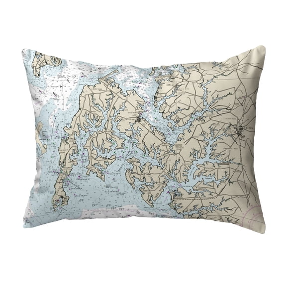 Betsy Drake NC12263EA Easton, MD Nautical Map Noncorded Indoor & Outdoor Pillow - 16 x 20 in.