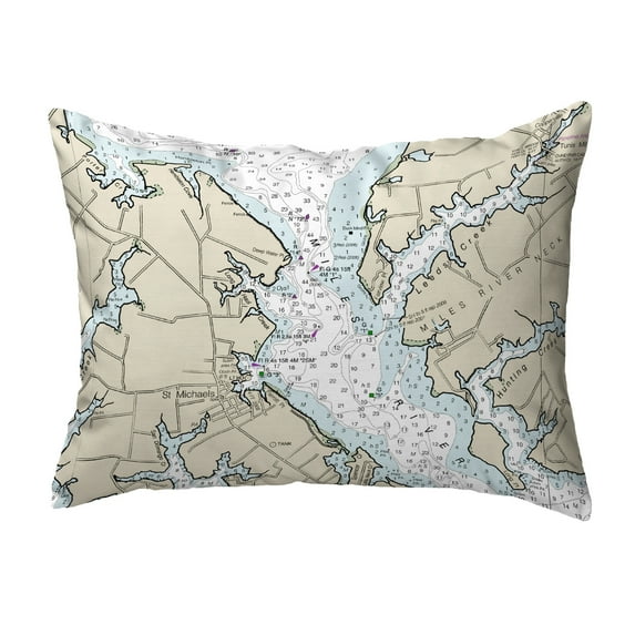 Betsy Drake NC12270CB Chesapeake Bay - Miles River, MD Nautical Map Noncorded Indoor & Outdoor Pillow - 16 x 20 in.