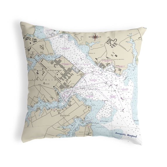 Betsy Drake NC12283AN 18 x 18 in. Annapolis - USNA, MD Nautical Map Noncorded Indoor & Outdoor Pillow