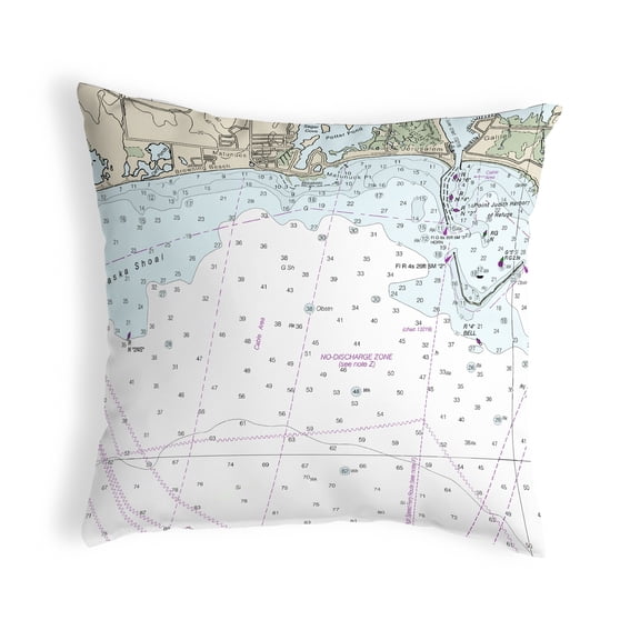 Betsy Drake NC13215D 18 x 18 in. Block Island Sound - Matunuck, RI Nautical Map Noncorded Indoor & Outdoor Pillow