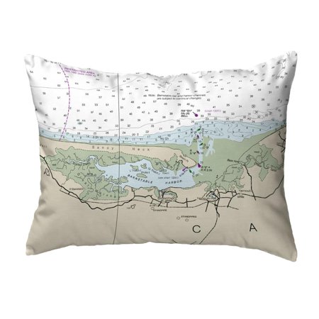 Betsy Drake Interiors Cape Cod - Sandy Neck, MA Nautical Map Noncorded Indoor/Outdoor Pillow 16x20
