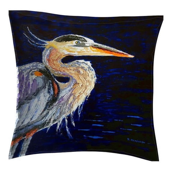 Betsy Drake NC1353 18 x 18 in. Palette Blue Heron No Cord Pillow