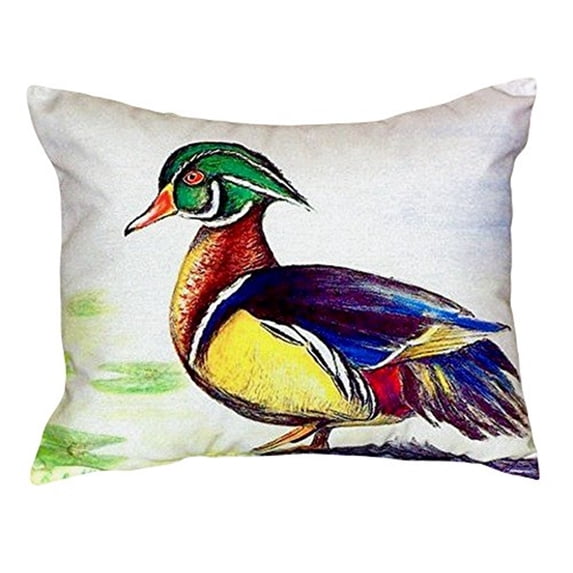 Betsy Drake NC145 16 x 20 in. Male Wood Duck Script No Cord Pillow