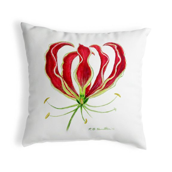 Betsy Drake Interiors Red Lily No Cord Pillow 18x18