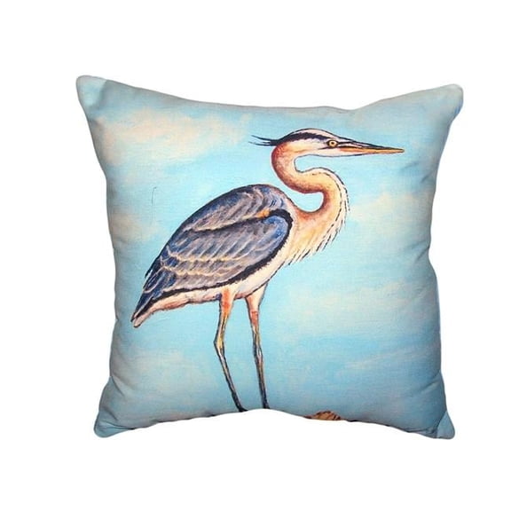 Betsy Drake NC627 18 x 18 in. Blue Heron on Stump No Cord Pillow