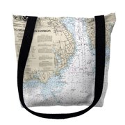 New London Harbor, CT Nautical Map Medium Tote Bag 16x16 - 16 inches x 16 inches