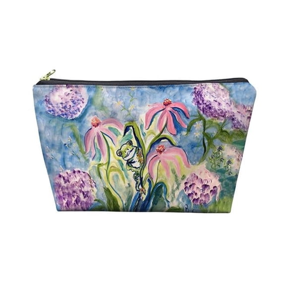 Betsy Drake PC1424 8.5 x 6 in. Frog & Pink Flowers Pouch