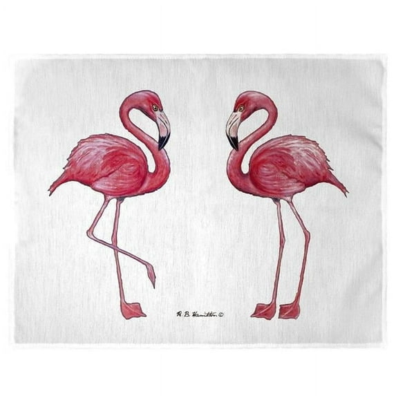 Betsy Drake PM084W 14 x 18 in. Flamingos Place Mat, White - Set of 4