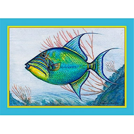 Betsy Drake PM114 Trigger Fish on White Place Mat - Set of 4
