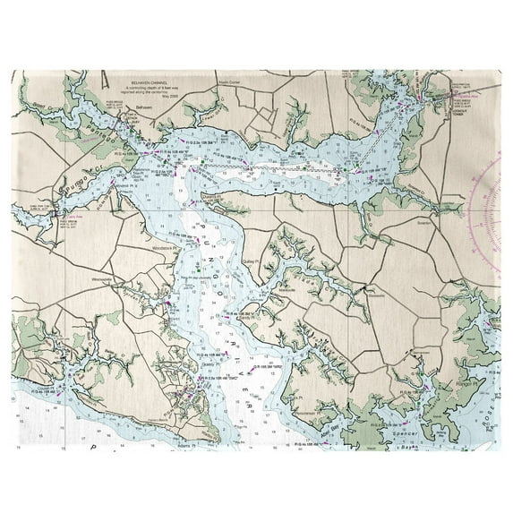 Betsy Drake PM11548PR 14 x 18 in. Pungo River, NC Nautical Map Place Mat - Set of 4