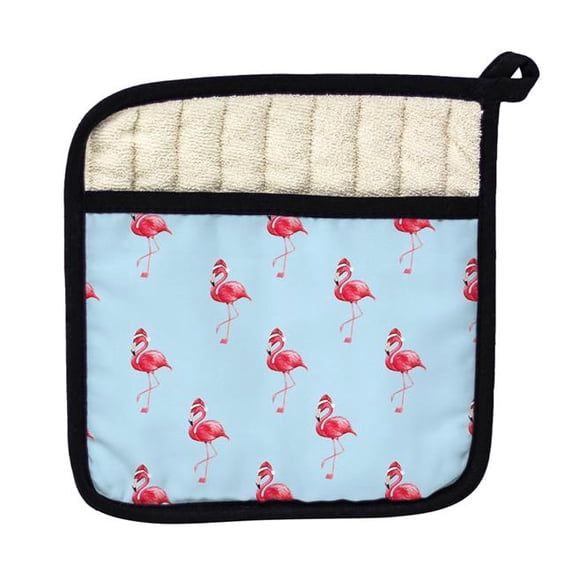 Betsy Drake PT084S Tiled Flamingo Santa Pot Holder