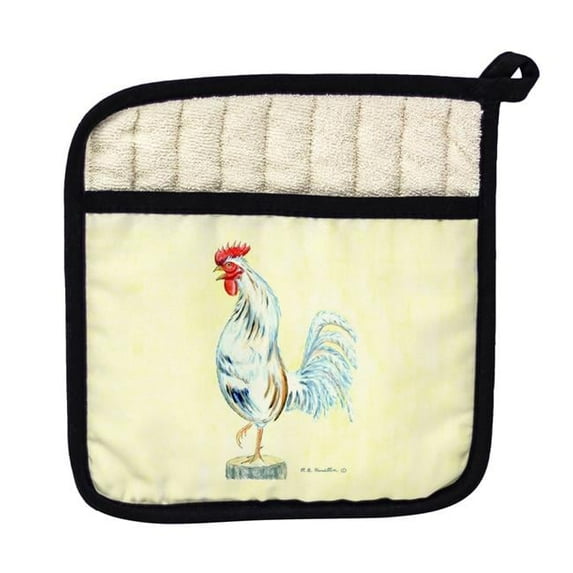 Betsy Drake PT133 White Rooster Pot Holder