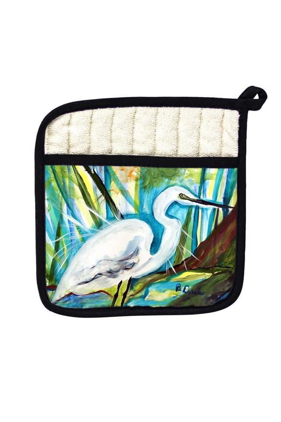 PT1416 Betsys Great Egret Pot Holder