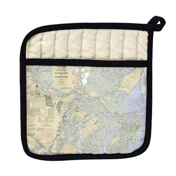 Betsy Drake PT214 Savannah River & Wassaw Sound, GA Nautical Map Pot Holder