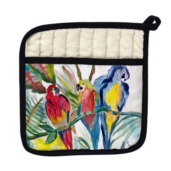 Betsy Drake PT217 Parrot Family Pot Holder