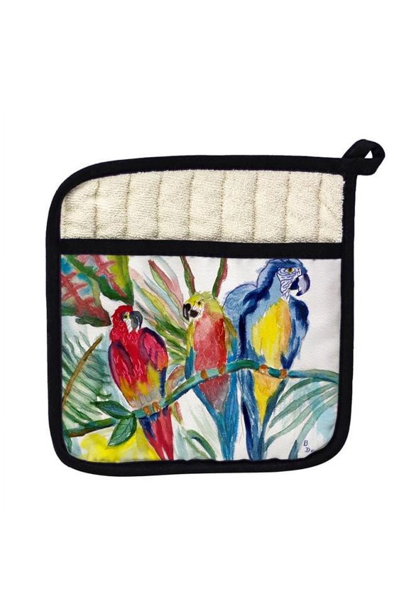 PT217 Parrot Family Pot Holder