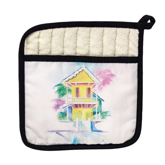 Betsy Drake PT231 W. Palm Hut Yellow Pot Holder
