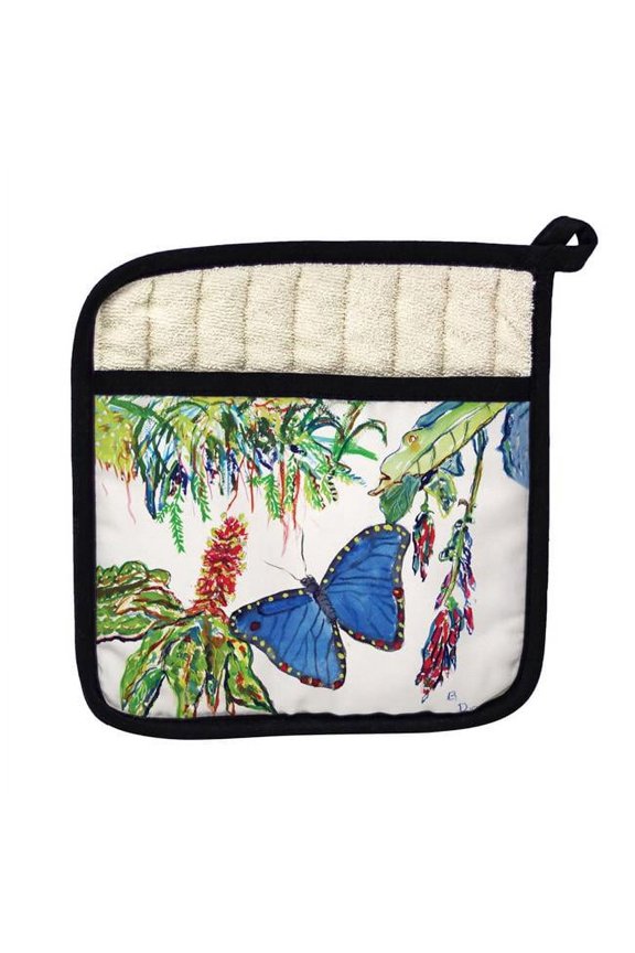 PT450 Morpho Butterfly & Flowers Pot Holder