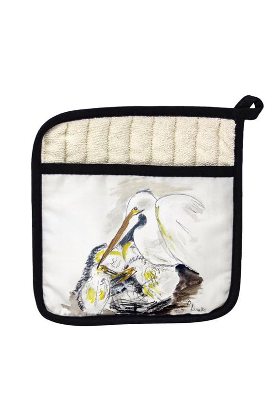 PT718 Egret & Chicks Pot Holder