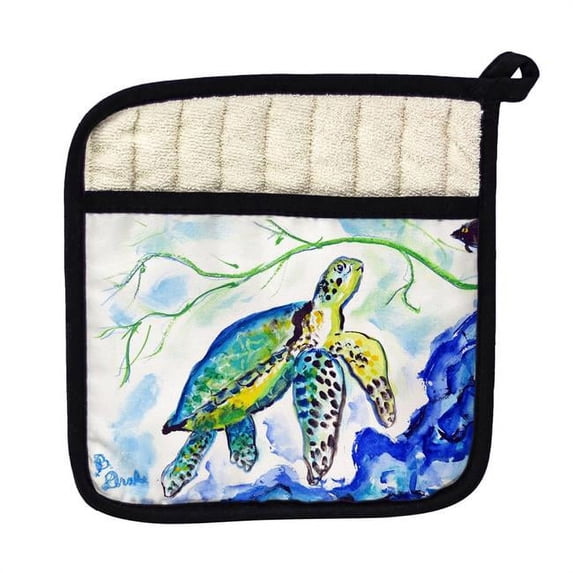 Betsy Drake PT833 Yellow Sea Turtle Pot Holder