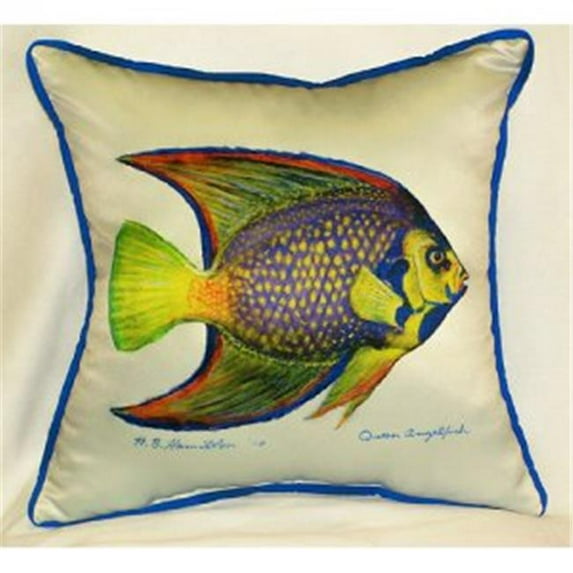 Betsy Drake Queen Angelfish Throw Pillow - 18 x 18 in.