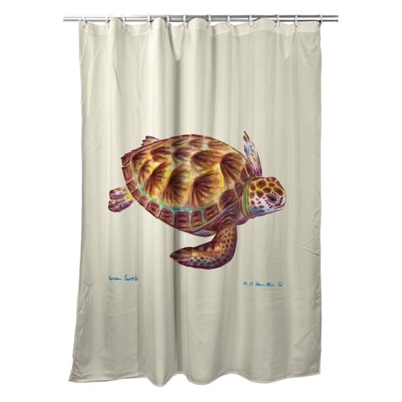 Betsy Drake SH044 70 x 72 in. Green Sea Turtle Shower Curtain
