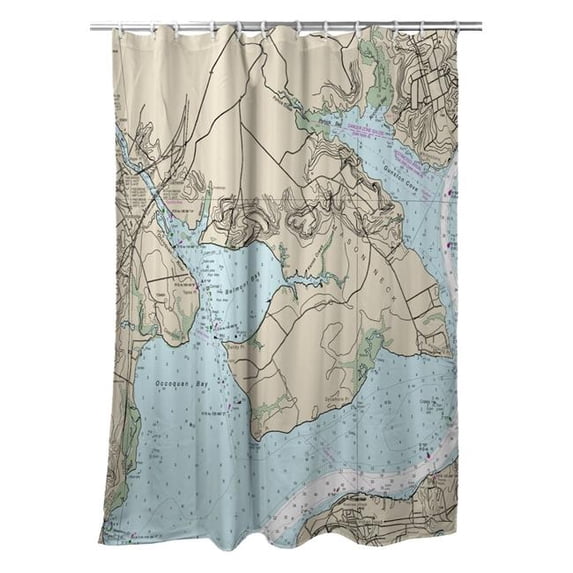 Betsy Drake SH12289OC 70 x 72 in. Occoquan, VA Nautical Map Shower Curtain