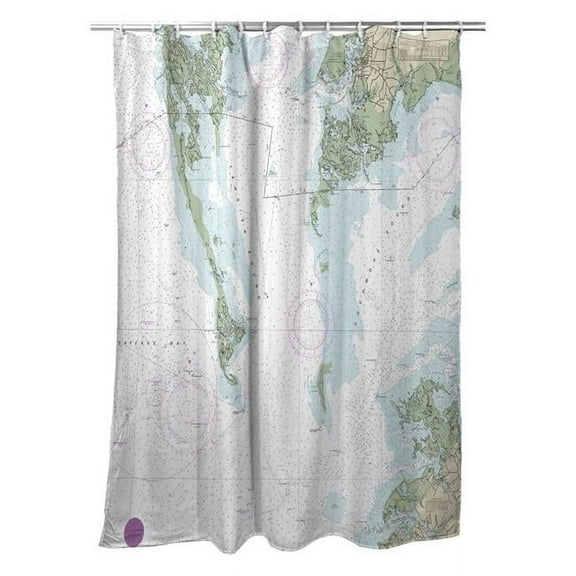 Betsy Drake SH240CH 70 x 72 in. Chesapeake Bay - Pocomoke & Tangier Sounds, VA Nautical Map Shower Curtain