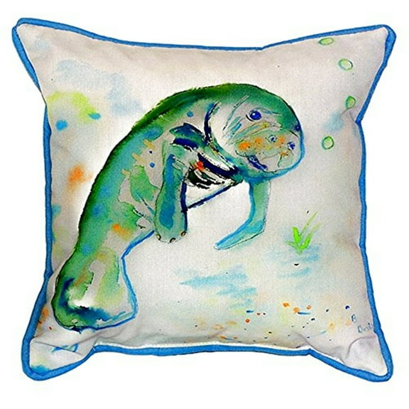 Betsy Drake SN061 12 x 12 in. Betsys Manatee Small Indoor & Outdoor Pillow