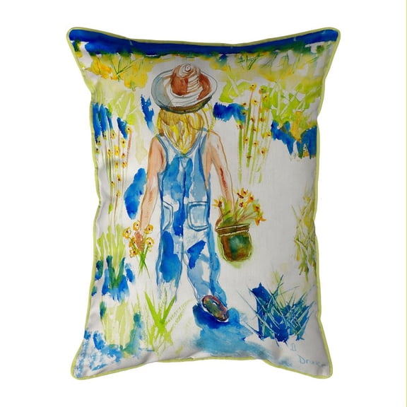 Betsy Drake Interiors Garden Girl Small Indoor/Outdoor Pillow 11x14