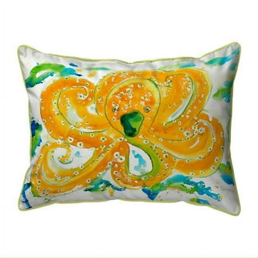 Betsy Drake SN083 11 x 14 in. Orange Octopus Small Indoor & Outdoor Pillow