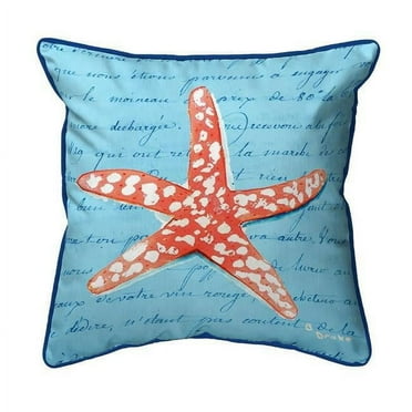 Betsy Drake SN091B 12 x 12 in. Coral Starfish Blue Small Indoor & Outdoor Pillow