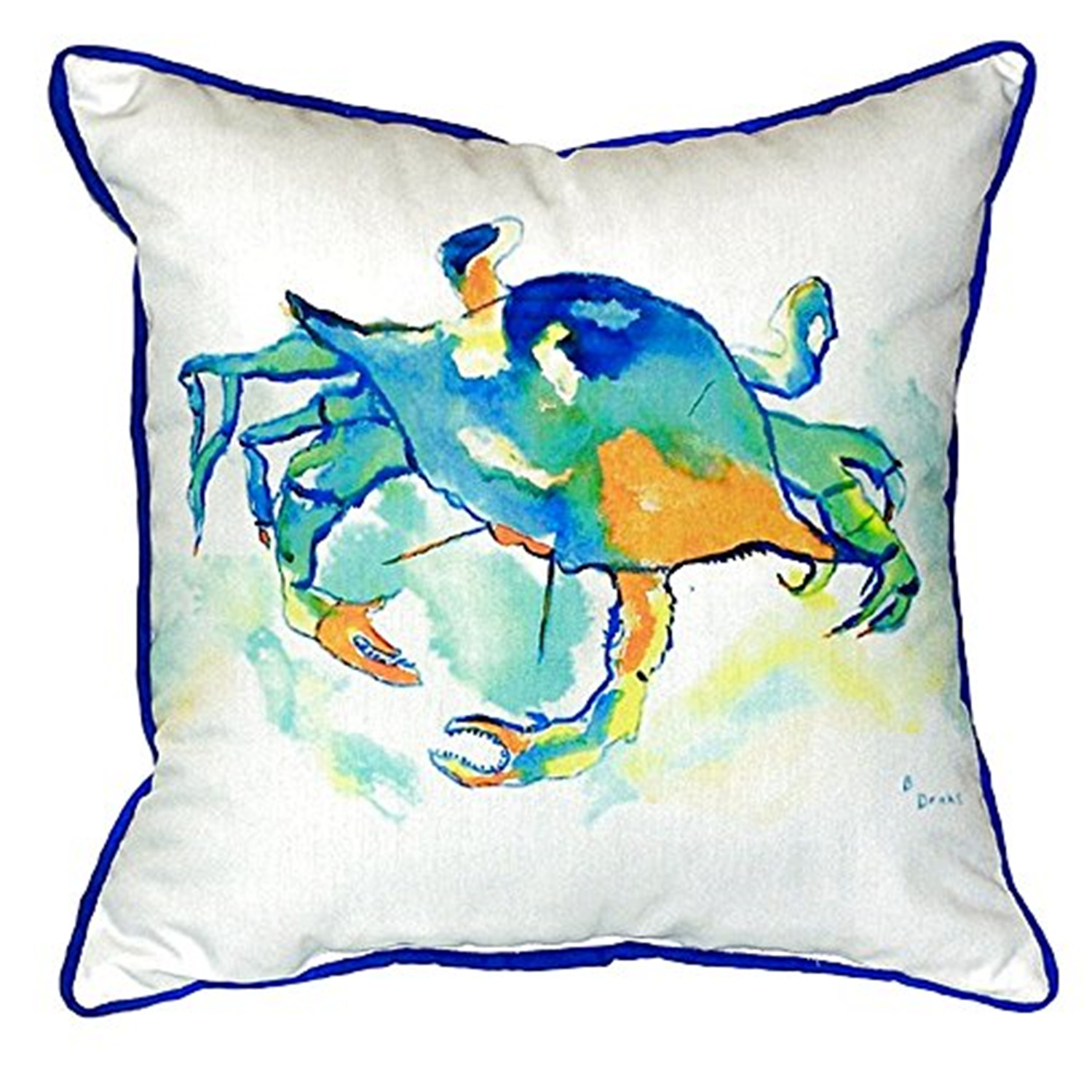 Betsy Drake SN107 12 x 12 in. Orange Crab Small Indoor & Outdoor Pillow