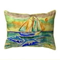 thumbnail image 1 of Betsy Drake Interiors Sunset Sailing Small Indoor/Outdoor Pillow 11x14, 1 of 2