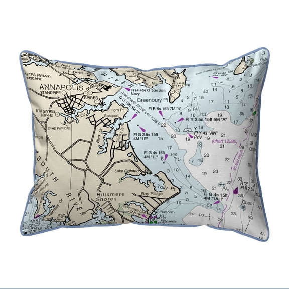 Betsy Drake SN12263AN 11 x 14 in. Annapolis, MD Nautical Map Small Corded Indoor & Outdoor Pillow