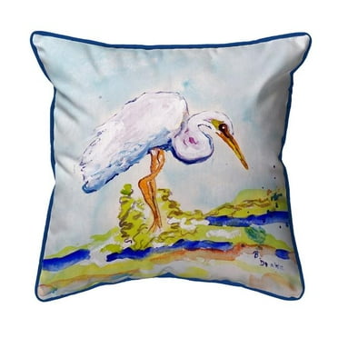 Betsy Drake SN176 12 x 12 in. Betsys Egret Small Indoor & Outdoor Pillow