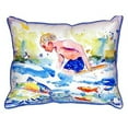thumbnail image 1 of Betsy Drake SN282 12 x 12 in. Boy & Fish Small Indoor & Outdoor Pillow, 1 of 2