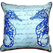Betsy Drake SN345 12 x 12 in. Blue Sea Horses Small Indoor & Outdoor Pillow