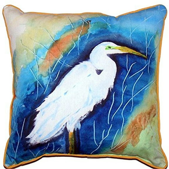 Betsy Drake SN399 12 x 12 in. Great Egret Right Small Indoor & Outdoor Pillow