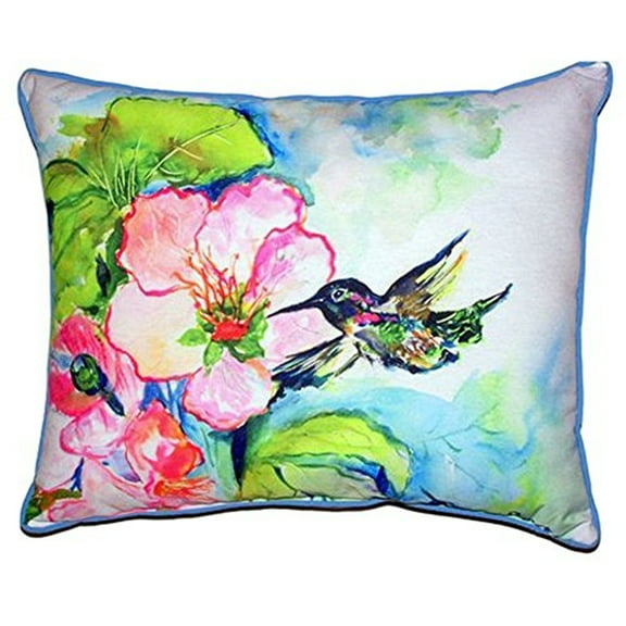 Betsy Drake SN437 11 x 14 in. Hummingbird & Hibiscus Small Indoor & Outdoor Pillow