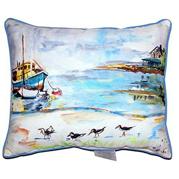 Betsy Drake SN445 11 x 14 in. Boat & Sandpipers Small Indoor & Outdoor Pillow