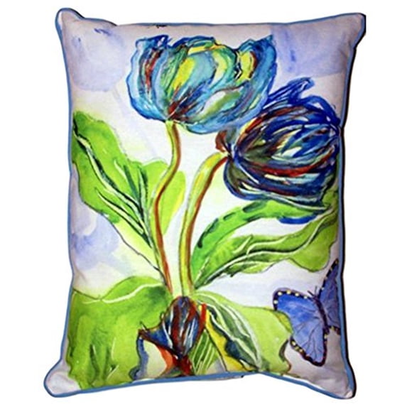 Betsy Drake SN447 11 x 14 in. Tulips & Morpho Small Indoor & Outdoor Pillow