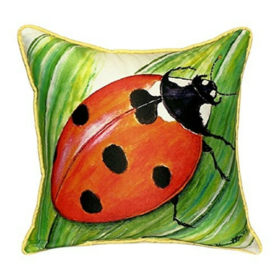 Betsy Drake SN457 12 x 12 in. Ladybug Small Indoor & Outdoor Pillow