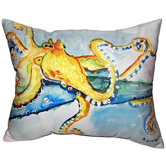 Betsy Drake SN547 11 x 14 in. Gold Octopus Small Indoor & Outdoor Pillow