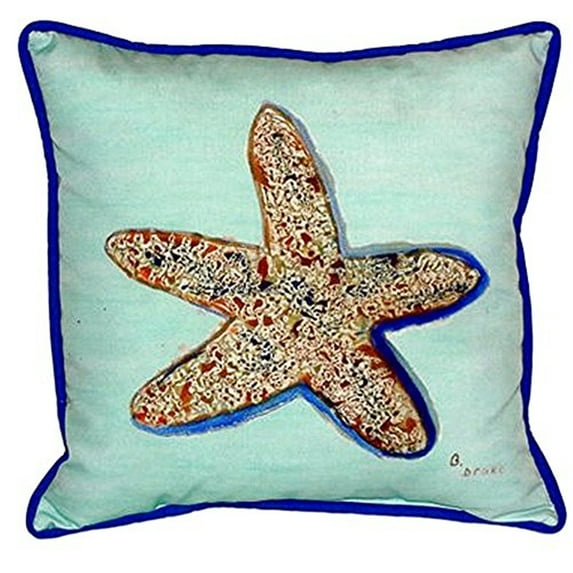 Betsy Drake SN604C 12 x 12 in. Starfish Teal Small Indoor & Outdoor Pillow