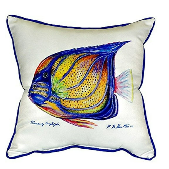 Betsy Drake SN677 12 x 12 in. Blue Ring Angelfish Small Indoor & Outdoor Pillow