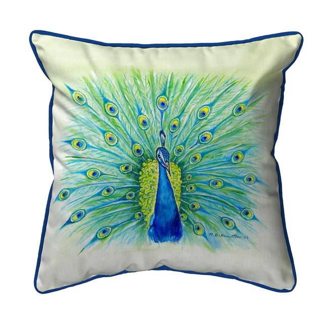 Small Peacock Print Indoor/Outdoor Square Pillow