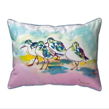 Betsy Drake SN953 11 x 14 in. Pink Sanderlings Small Indoor & Outdoor Pillow