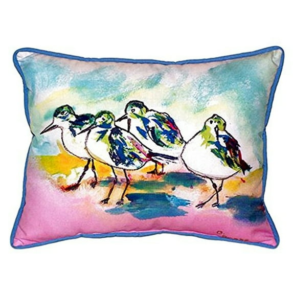 Betsy Drake SN953 11 x 14 in. Pink Sanderlings Small Indoor & Outdoor Pillow
